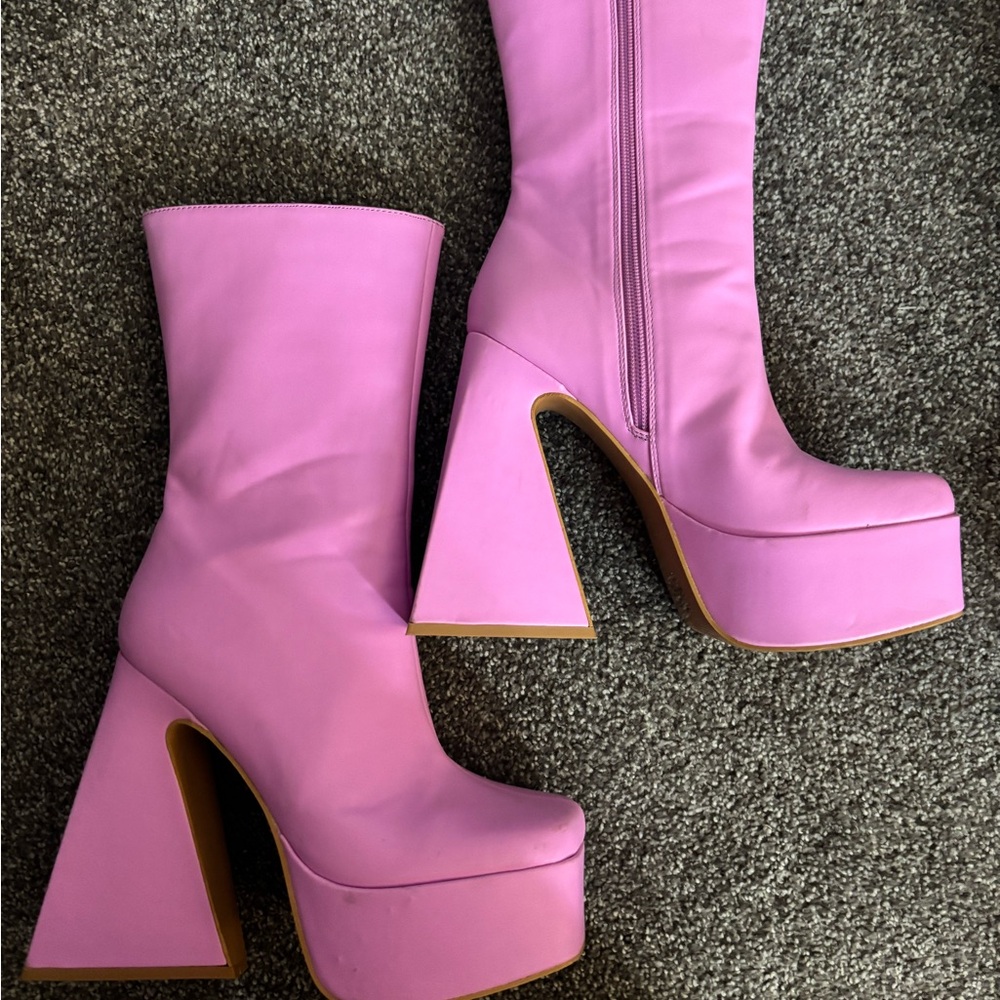 Pink platform boots